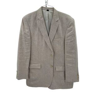 Palm Beach 1922 Mens 100% Linen Cream Blazer Size 44L Classic Two-Button Design